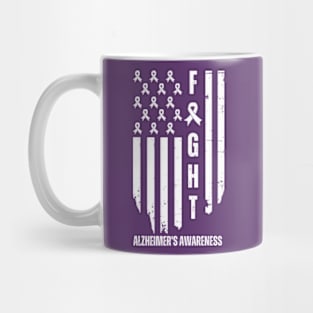 American Alzheimer's Awareness Fighter Dad Mom USA Flag Mug